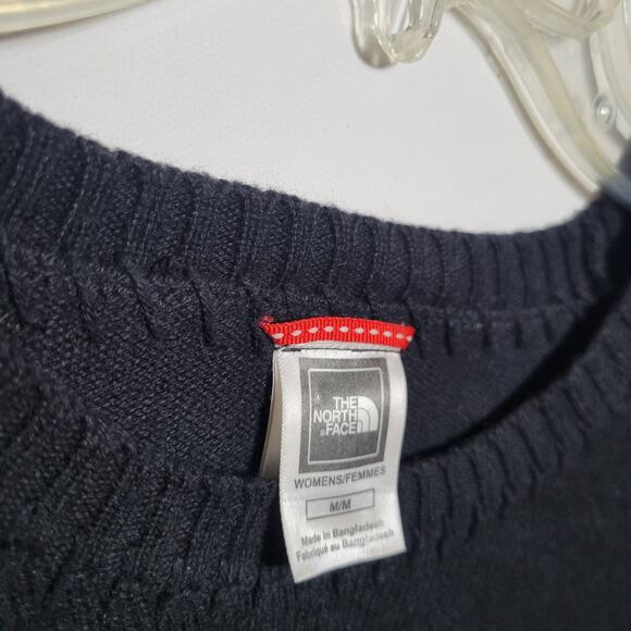 The North Face Sweater Women Medium Ladies Black Sweatshirt Pullover Cotton Knit - Picture 7 of 9